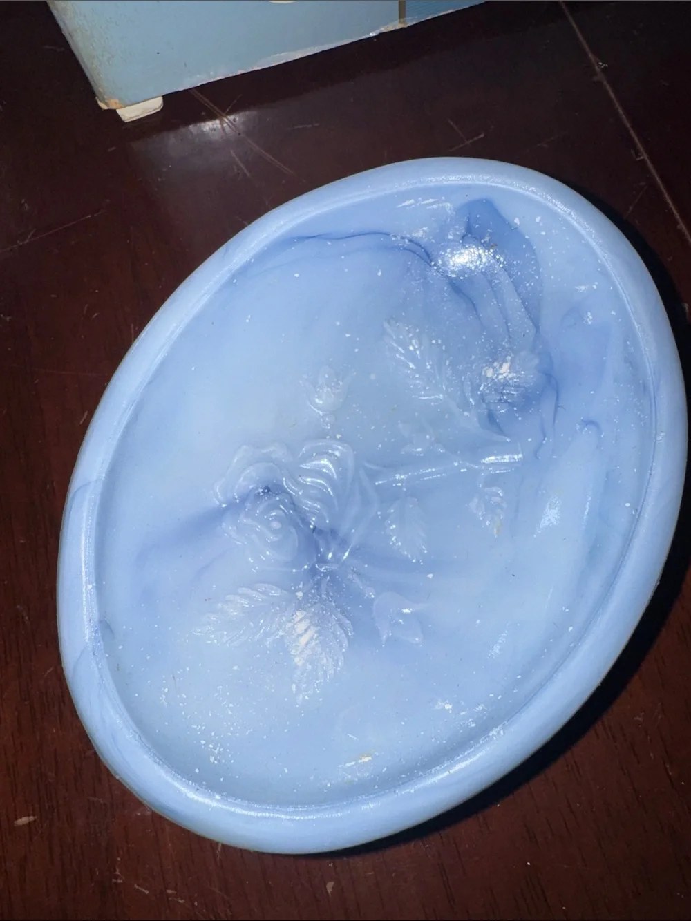 1979 Vintage Avon Victoriana Light Blue and Gold Bubble Bath and dish soap Set